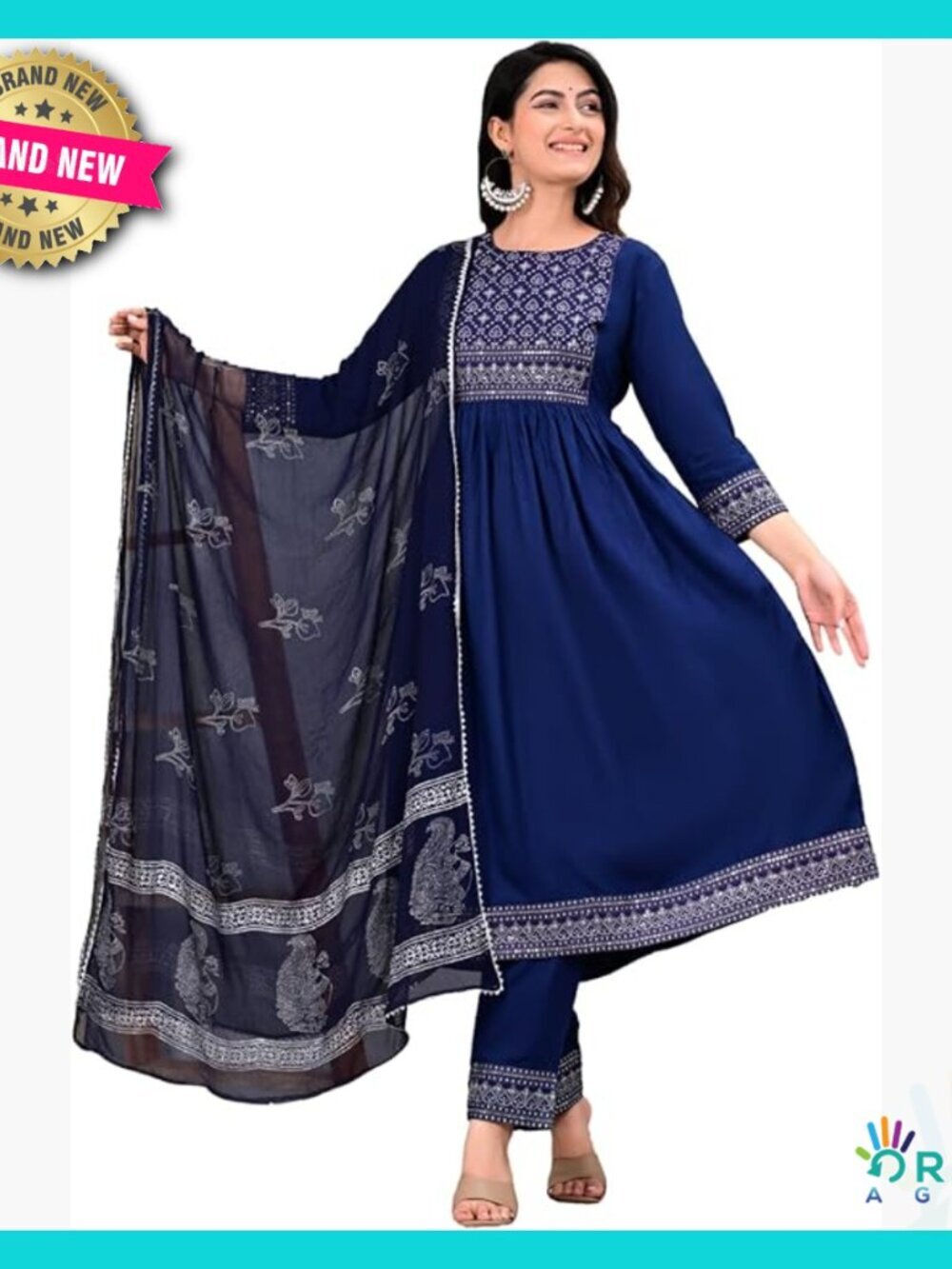 Elegant Anarkali Kurti Dress Set with Dupatta Rayon Fabric Festive Wear
